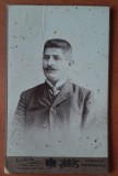 Fotografie tip CDV, barbar cu mustata, inceput de secol XX
