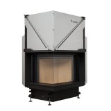 Focar de șemineu - Quattro 70 L Premium Edition &ndash; Colț panoramic st&acirc;nga, 2 suprafețe vitrate, 13 KW, randament >80%