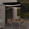 VidaXL Copertină automată cu stor&amp;senzor v&acirc;nt&amp;LED, antracit, 4,5x3 m