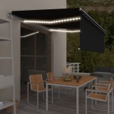 VidaXL Copertină automată cu stor&amp;senzor v&acirc;nt&amp;LED, antracit, 4,5x3 m