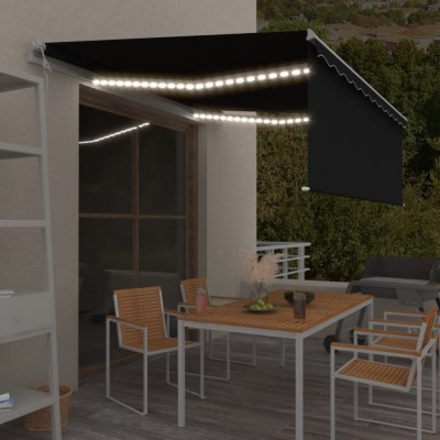 vidaXL Copertină automată cu stor&amp;amp;senzor v&amp;acirc;nt&amp;amp;LED, antracit, 4,5x3 m foto
