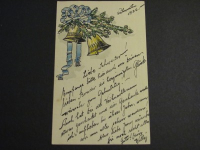 Felicitare Germană originală de Crăciun - Clopoței , datată 1926 foto