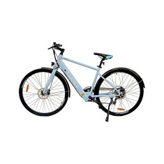 Bicicleta electrica urban albastru deschis Atria 700C cu cadru din otel si frane cu disc