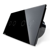Livolo VL-C702/C702-12 &icirc;ntrerupător dublu touch cu indicator, negru