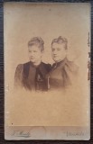 FOTOGRAFIE VECHE - PORTRET 2 FEMEI - ATELIER FRANZ MANDY BUCURESCI, MAI RARA, Romania pana la 1900, Sepia, Portrete