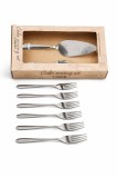 Cumpara ieftin Set tacamuri tort din inox, 7 piese, paleta + 6 furculite