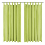 VidaXL Draperii micro-satin cu bride, 2 buc, 140 x 225 cm, verde