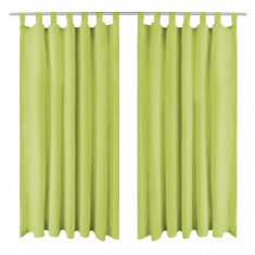 vidaXL Draperii micro-satin cu bride, 2 buc, 140 x 225 cm, verde