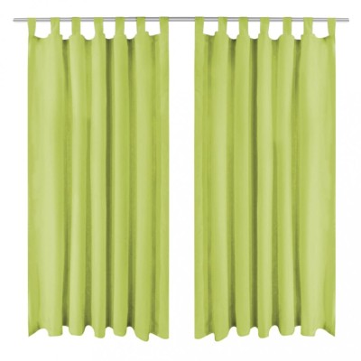 Draperii micro-satin cu bride, 2 buc, 140 x 245 cm, verde foto