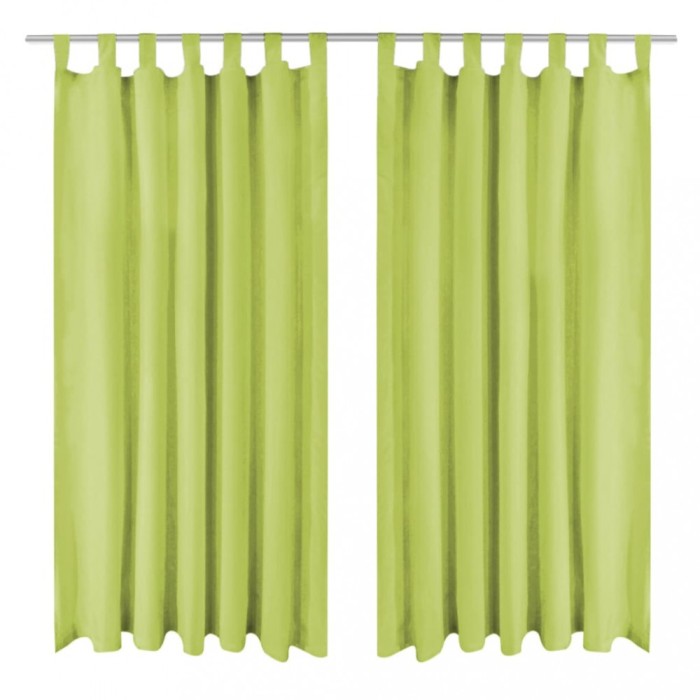Draperii micro-satin cu bride, 2 buc, 140 x 245 cm, verde