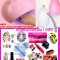 Kit ROZ SET unghii false FUN-Set manichiura PILA,FREZA lampa LED,gel+CADOU
