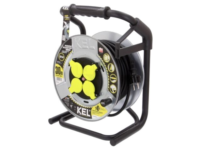 Prelungitor alimentare KEL 3x2,5mm2 4 prize 30m 16A negru