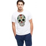 Tricou barbati alb - Sugar Skull Colorful - 2XL