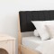 vidaXL Tăblie tapițată Negru 80 cm Lemn de pin masiv 879256