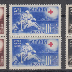 ROMANIA 1943 LP 151 CRUCEA ROSIE PERECHE SERII MNH