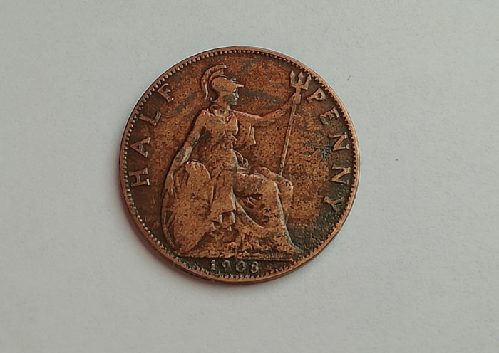 M3 C50 - Moneda foarte veche - Anglia - Half penny - 1908