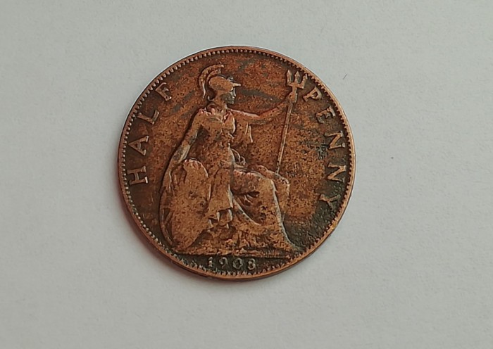 M3 C50 - Moneda foarte veche - Anglia - Half penny - 1908