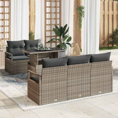 vidaXL Set de canapele pentru grădină 6 pcs Gri 100 x 55 x 73 cm foto