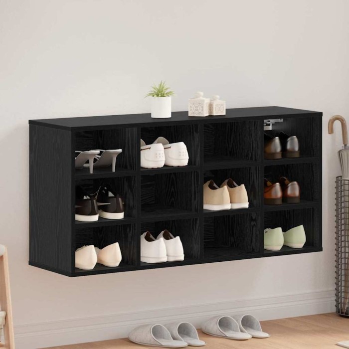 vidaXL Dulap pentru pantofi cu raft Stejar negru 103 x 30 x 51 cm 875211