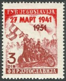 Iugoslavia 1951 - Motocicleta, Aniversare răsturnarea guvernului Cvetkovic, neuzat