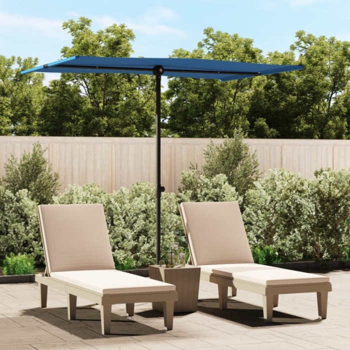 Gossi umbrela de soare exterior, stalp aluminiu, azuriu, 2 x 1,5 m
