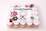 Lumanare tip pastila, aluminiu, timp ardere 4 ore, alb, 50 bucati/set
