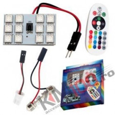 Placute LED RGB cu 12 SMD pentru plafoniera cu telecomanda (22 x 32 mm) - set 2 buc. foto