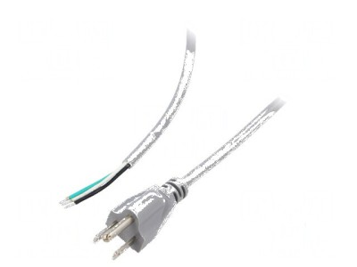 Cablu 3x18AWG NEMA 5-15 (B) 2m gri 10A 125V PVC foto