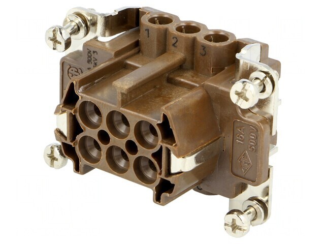 Conector HDC Mamă 180&deg;C 6 Pini 16A 500V