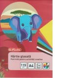 Hartie glasata A4, 80 g/mp, diverse culori, set 10