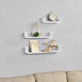 [en.casa]&reg; Set 3 rafturi de perete design Model 2, MDF, mat lacuit, alb HausGarden Leisure, [en.casa]