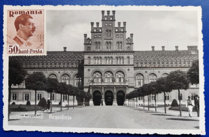 Bucovina - 1939 - Cernauti - Resedinta (Mitropolitana) - tip fotografie, circulata, 3 timbre intacte, stampile lizibile