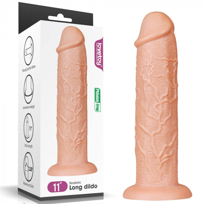 Dildo lung și puternic cu ventuză și vene 28 cm