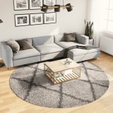 vidaXL Covor pufos &quot;PAMPLONA&quot; cu fire &icirc;nalte, bej/antracit, &Oslash; 240 cm