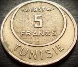 Cumpara ieftin Moneda exotica 5 FRANCI - TUNISIA, anul 1957 * cod 285, Africa, Aluminiu