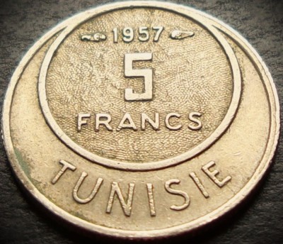 Moneda exotica 5 FRANCI - TUNISIA, anul 1957 * cod 285 foto