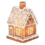 Cumpara ieftin Casuta Turta Dulce polirasina maro alba cu led 13x13x18 cm
