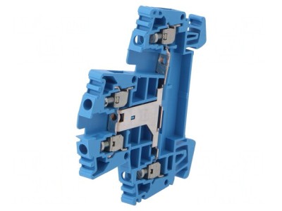 Conector Șine 2.5mm2 4 Borne Albastru TS35 foto