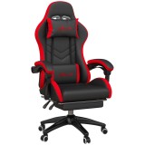 Vinsetto Scaun Gaming cu &Icirc;nălțime Reglabilă și cu Spătar Rabatabil, 65x65x121-129 cm, Negru | Aosom Romania