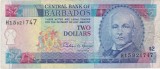 Barbados 2 dollars dolari 1993 VF