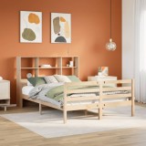 VidaXL Pat cu bibliotecă fără saltea, 120x200 cm, lemn masiv de pin