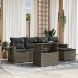 Set mobilier gradina cu perne, 6 piese, gri, poliratan GartenMobel Dekor, vidaXL