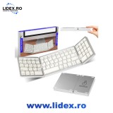 Tastatura Pliabila Ultra Subtire, BRAGUS, Tastatura Bluetooth 5.0, Reincarcabila USB, Baterie 140mAh, Autonomie 100h, Pliabila in 3 sectiuni, 3 Conect