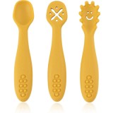 Petite&amp;Mars Take&amp;Match 6m+ linguriță pentru copii Intense Ochre 3 buc
