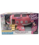 Avion Roz Transformabil in Rulota cu 3 Papusi si Accesorii Picnic, Set Joaca Plastic Non-Toxic, Varsta +3 Ani