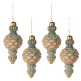 Cumpara ieftin Set 4 globuri sticla cupru verde 6x14 cm