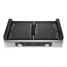 Grill electric Heinner, 1800 W, sistem filtrare fum, 2 placi detasabile/reversibile, termostat individual, panou frontal inox, Argintiu/Negru foto