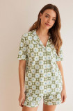 Women&#039;secret pijamale de bumbac Miffy culoarea verde, bumbac, 3137646