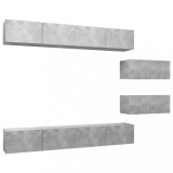 Cumpara ieftin Set de dulapuri TV, 6 piese, gri beton, lemn prelucrat
