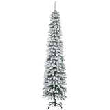 HOMCOM Brad de Crăciun &Icirc;nzăpezit cu Trei Secțiuni, 490 de Crengi din Metal și Plastic, 54x54x210 cm, Verde | Aosom Romania